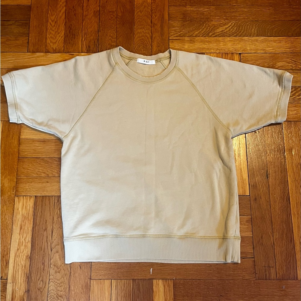 Casual Short-Sleeve Sweatshirt in Mustard Beige Yellow
